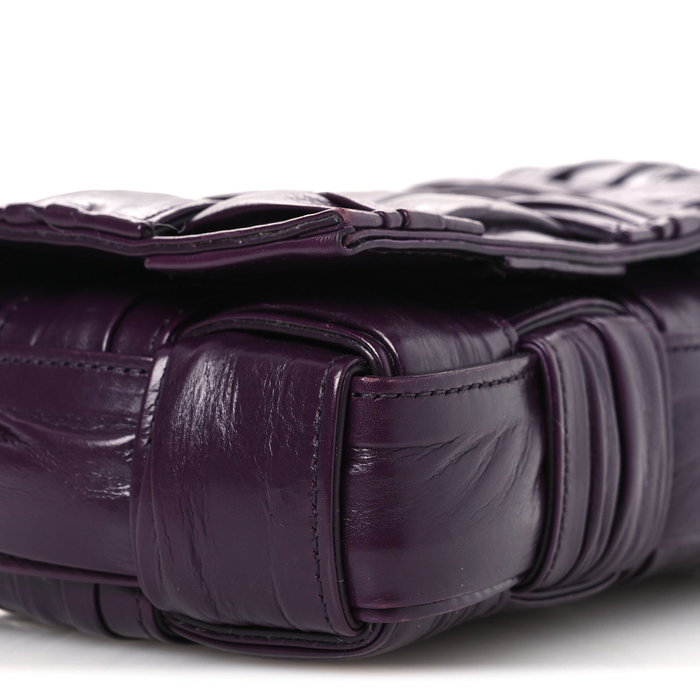 Calfskin Intreccio Plisse Cassette Crossbody Bag Dark Mystic