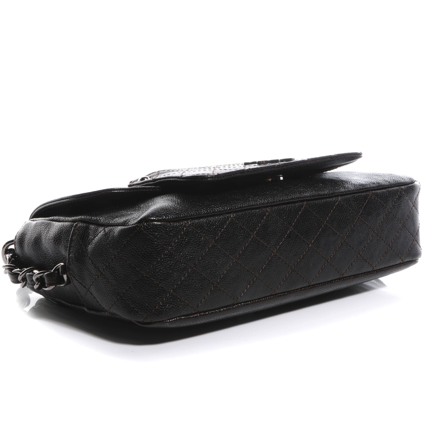 Glazed Caviar Small Pocket In The City Shoulder Bag Brown