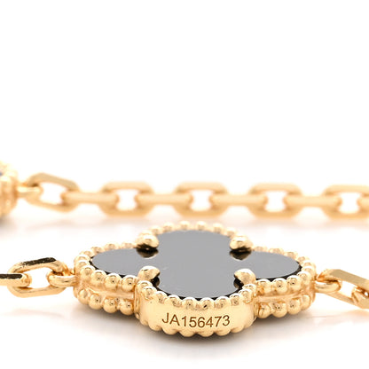 Van Cleef & Arpels 18K Yellow Gold Black Onyx 10 Motifs Vintage Alhambra Necklace 5 of 5