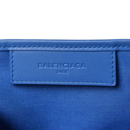 Balenciaga Cotton Canvas Satin Calfskin S Navy Cabas Natural Bleu 6 of 17