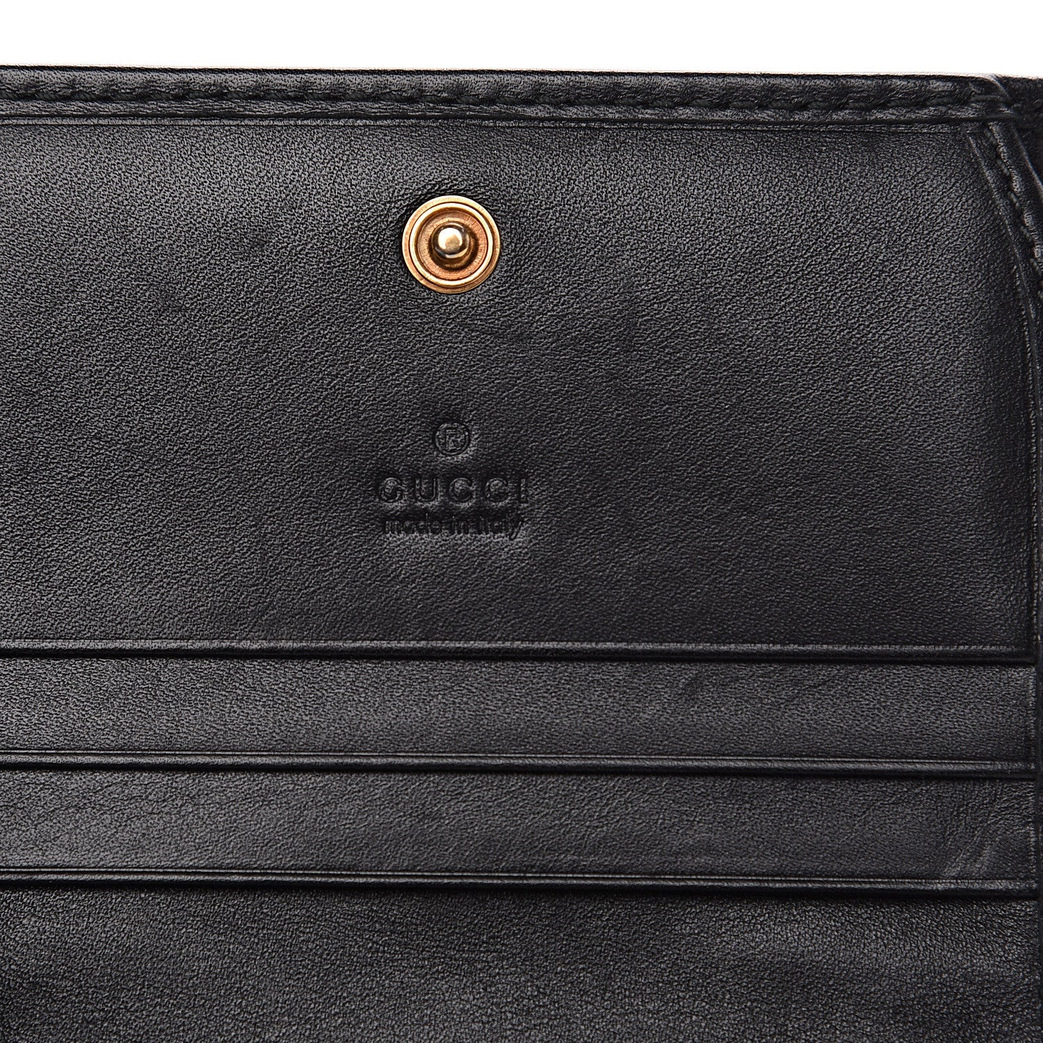 Gucci Calfskin Matelasse Cicada Stud GG Marmont Card Case Wallet Black 5 of 8