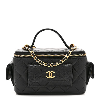 Chanel Caviar Quilted Polly Pocket East West Top Vanity With Chain Black 1 of 11