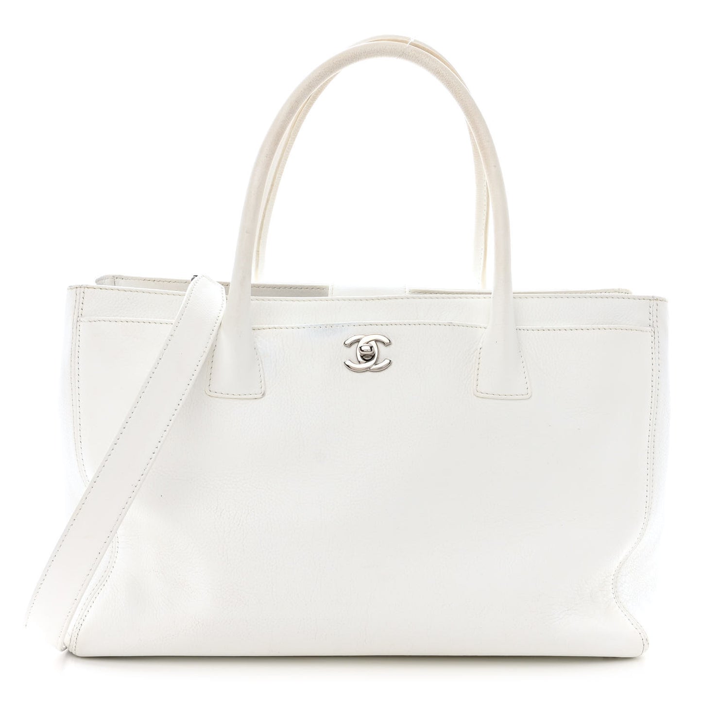 Calfskin Cerf Executive Shopper Tote White