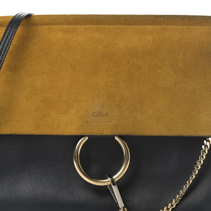 Chloe Suede Calfskin Medium Faye Shoulder Bag Full Blue Mustard 8 of 16
