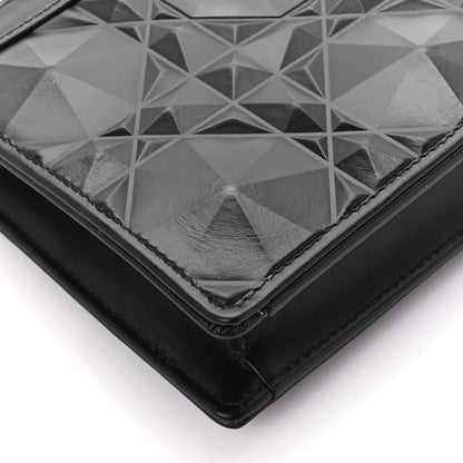 Christian Dior Calfskin Macrocannage Diamond Caro Zipped Pouch With Chain Black 8 of 9