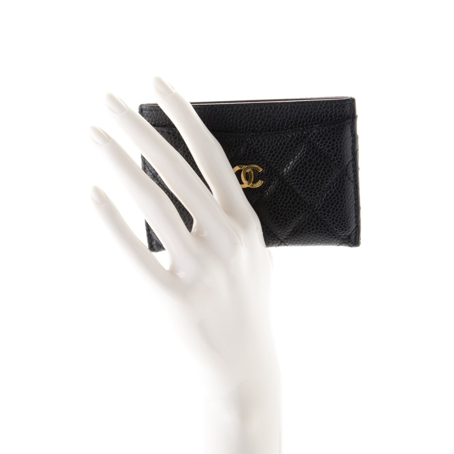 Caviar Quilted Card Holder Black