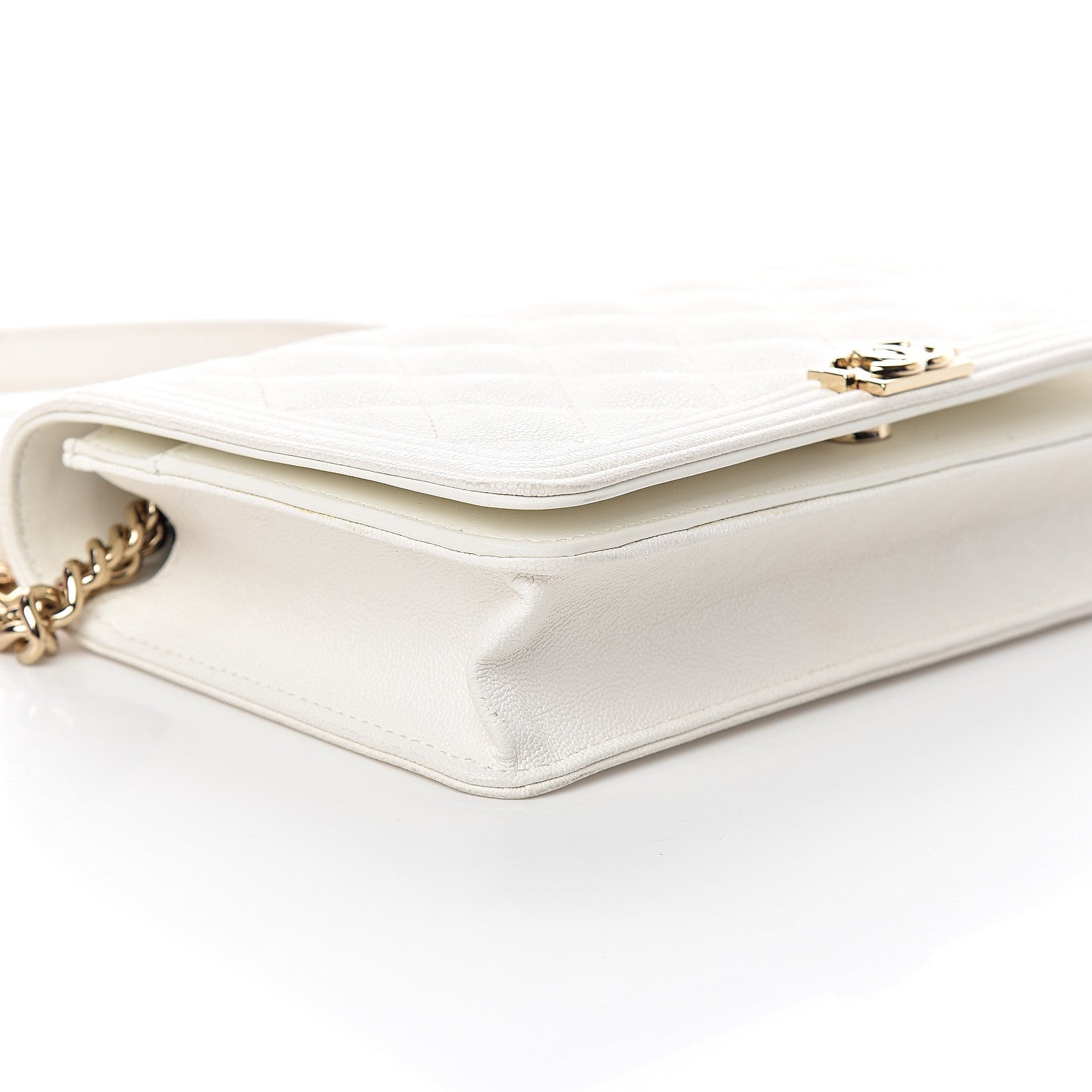 Chanel Caviar Quilted Boy Wallet On Chain WOC White 8 of 9