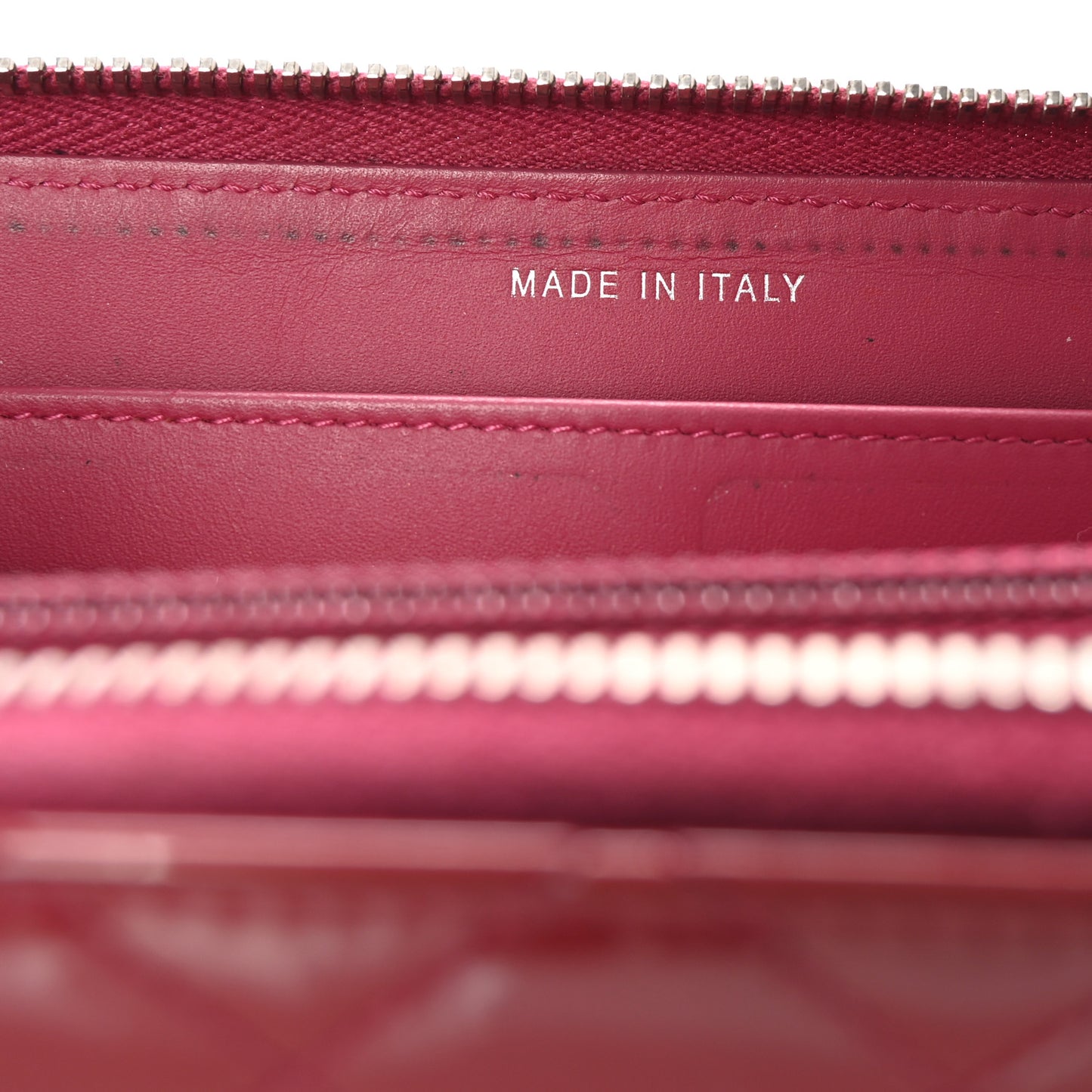 Patent Quilted Brilliant Zip Around Wallet Pink