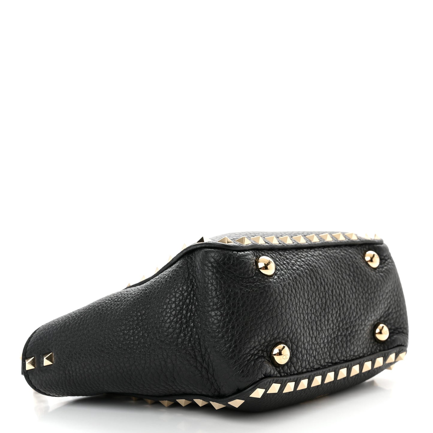 Pebbled Calfskin Mini Rockstud Tote Black