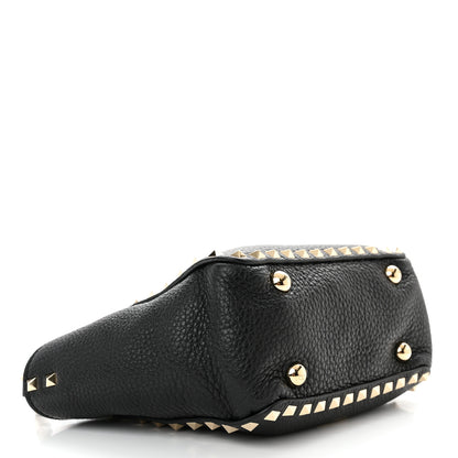Valentino Garavani Pebbled Calfskin Mini Rockstud Tote Black 4 of 9