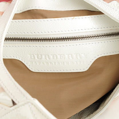 Burberry Canvas Woven Nova Check Brook Hobo White 6 of 8