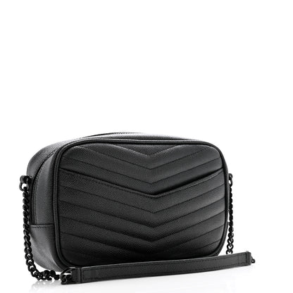 Saint Laurent Grain De Poudre Matelasse Monochrome Monogram Mini Lou Camera Bag Black 3 of 14
