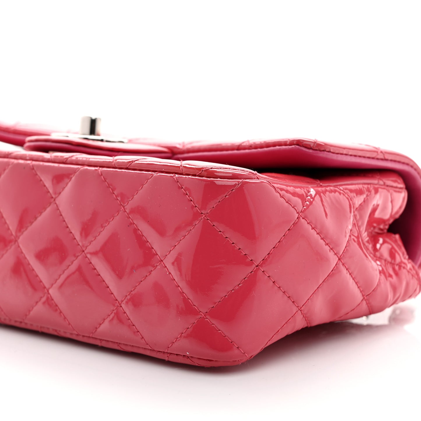 Patent Calfskin Quilted Mini Rectangular Flap Pink