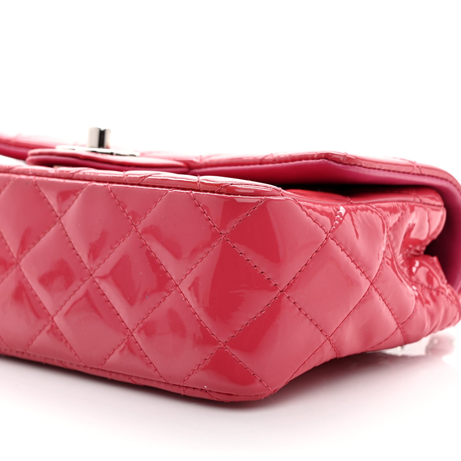 Chanel Patent Calfskin Quilted Mini Rectangular Flap Pink 10 of 11