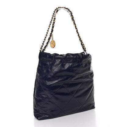 Chanel Shiny Calfskin Quilted Small Chanel 22 Navy 4 of 11