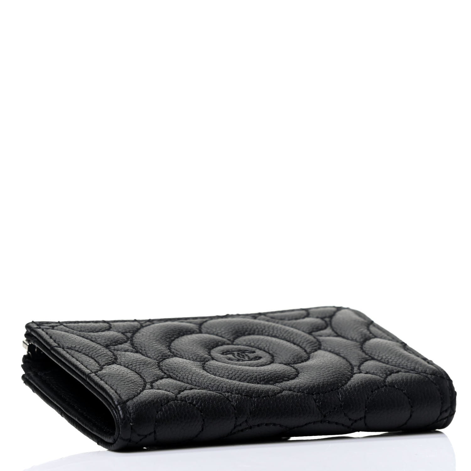Chanel Caviar Camellia Embossed Key Holder Case Black 3 of 4