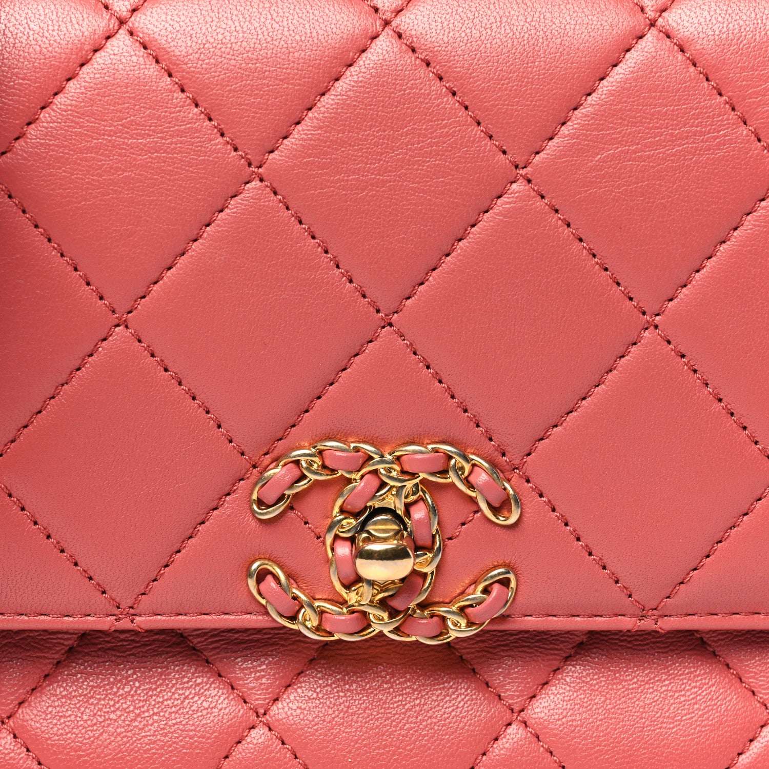 Chanel Lambskin Quilted Small Chain Infinity Top Handle Flap Pink 8 of 11