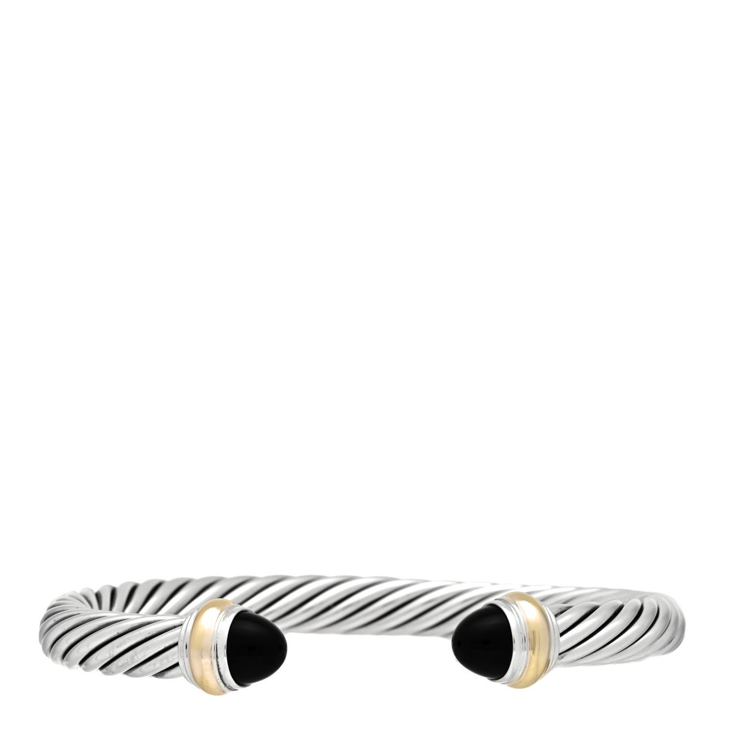 Sterling Silver 14K Yellow Gold Black Onyx 7mm Cable Classics Bracelet