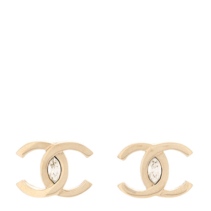 Chanel Crystal CC Large Stud Earrings Gold 1 of 5