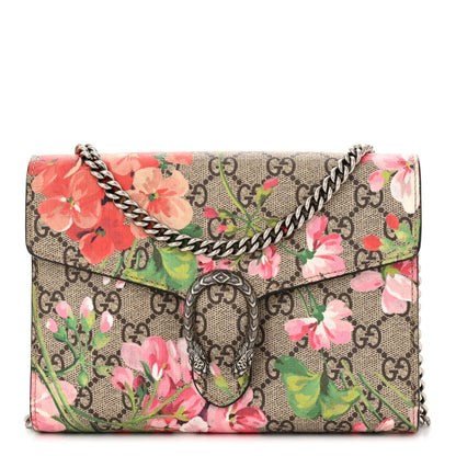 Gucci GG Supreme Monogram Blooms Mini Dionysus Chain Wallet Beige Multicolor Dry Rose 1 of 12