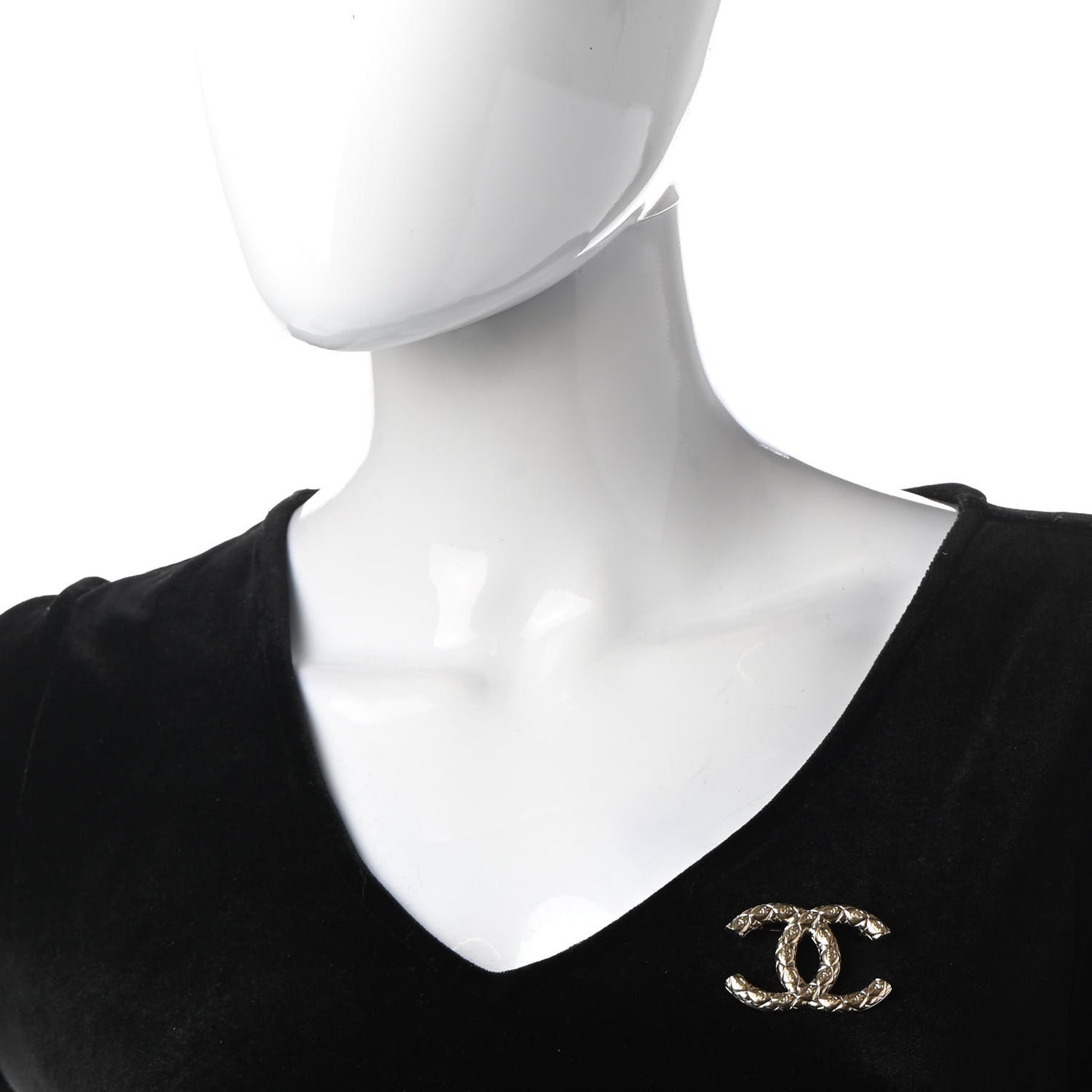 Metal CC Diamond Quilted Brooch Light Gold