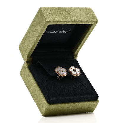 Van Cleef & Arpels 18K Rose Gold Mother of Pearl Lucky Springs Plum Blossom Earrings 5 of 5