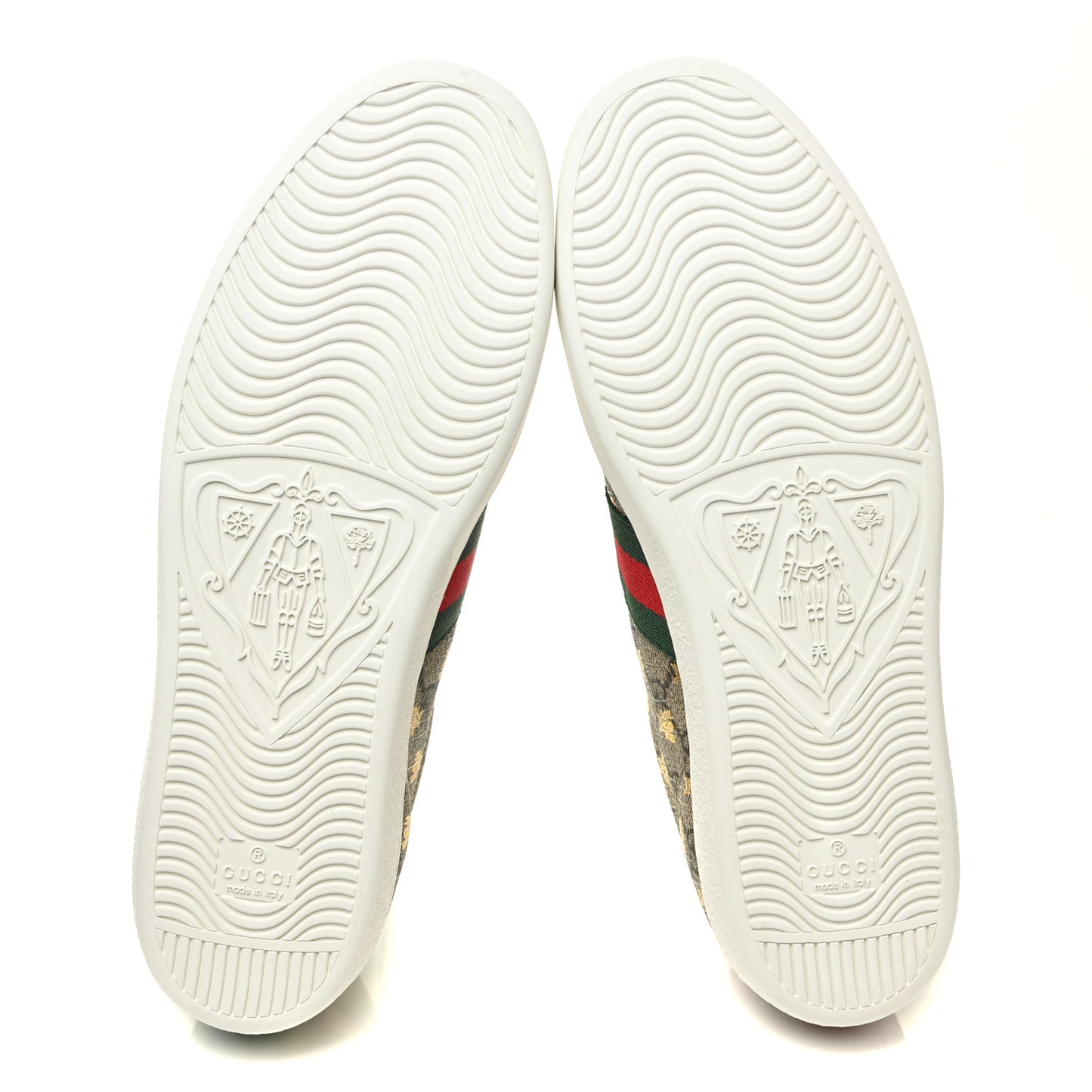 GG Supreme Monogram Bees Web Womens Ace Sneakers 41 Beige Oro Green Red