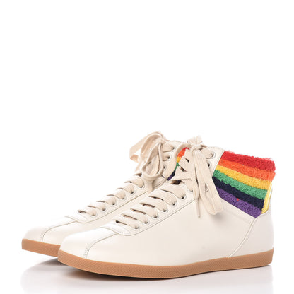 Gucci Calfskin Mens Bambi Rainbow High Top Sneakers 8 Mystic White 3 of 9
