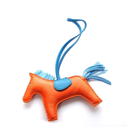 Hermes Milo Lambskin Grigri Rodeo Horse Bag Charm MM Feu Celeste Bleu Izmir 1 of 5