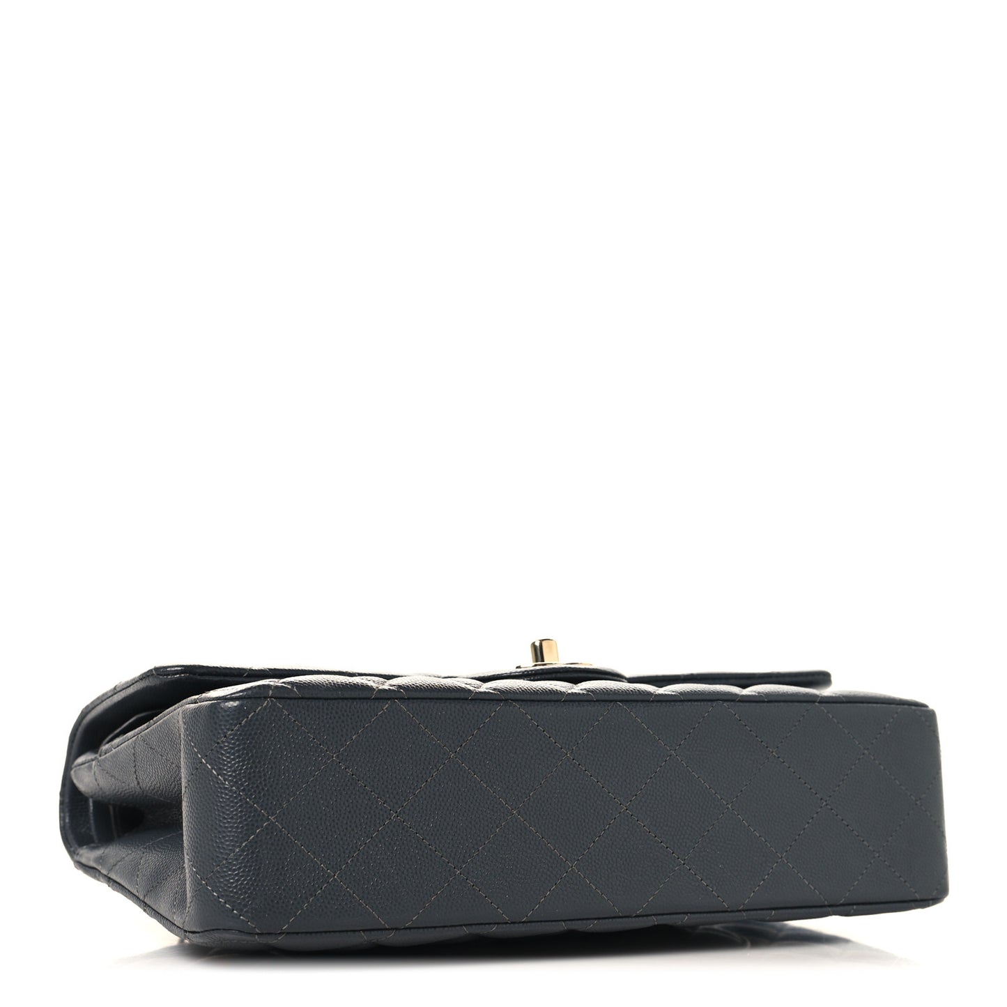 Caviar Quilted Medium Double Flap Dark Grey