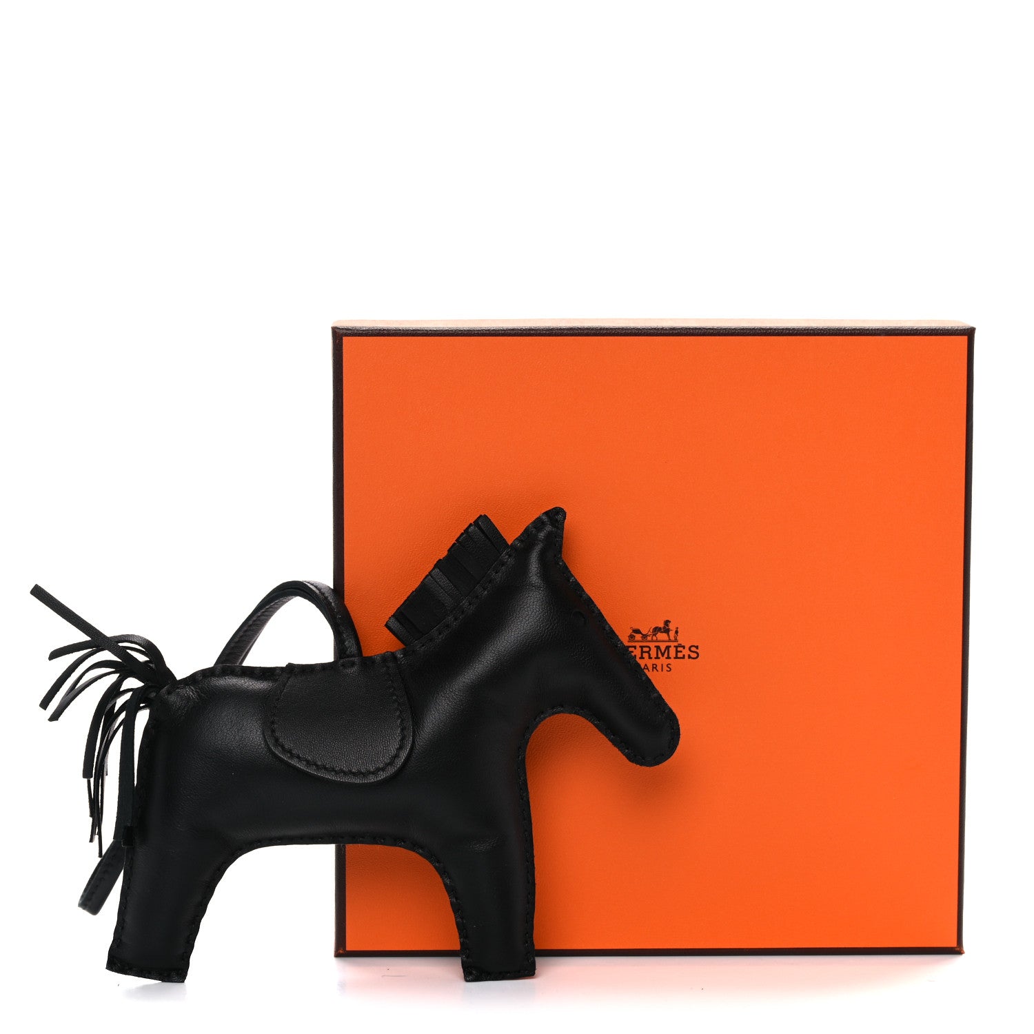 Hermes Milo Lambskin Grigri Rodeo Horse Bag Charm GM So Black 5 of 5