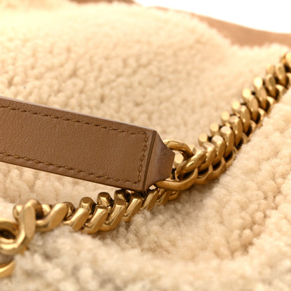 Saint Laurent Nubuck Shearling Monogram Medium Niki Chain Satchel Ivory Natural Tan 11 of 13