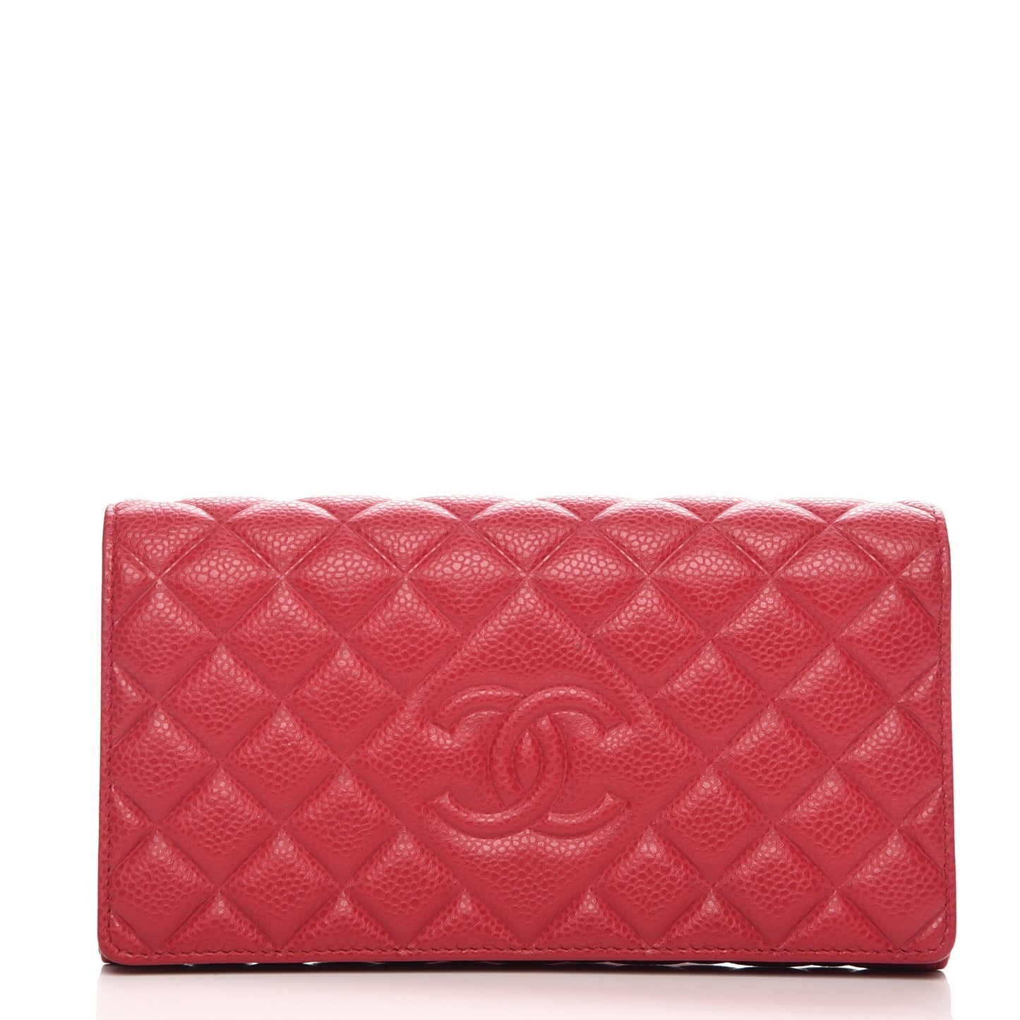 Caviar Quilted Diamond CC Large Gusset Flap Wallet Dark Pink