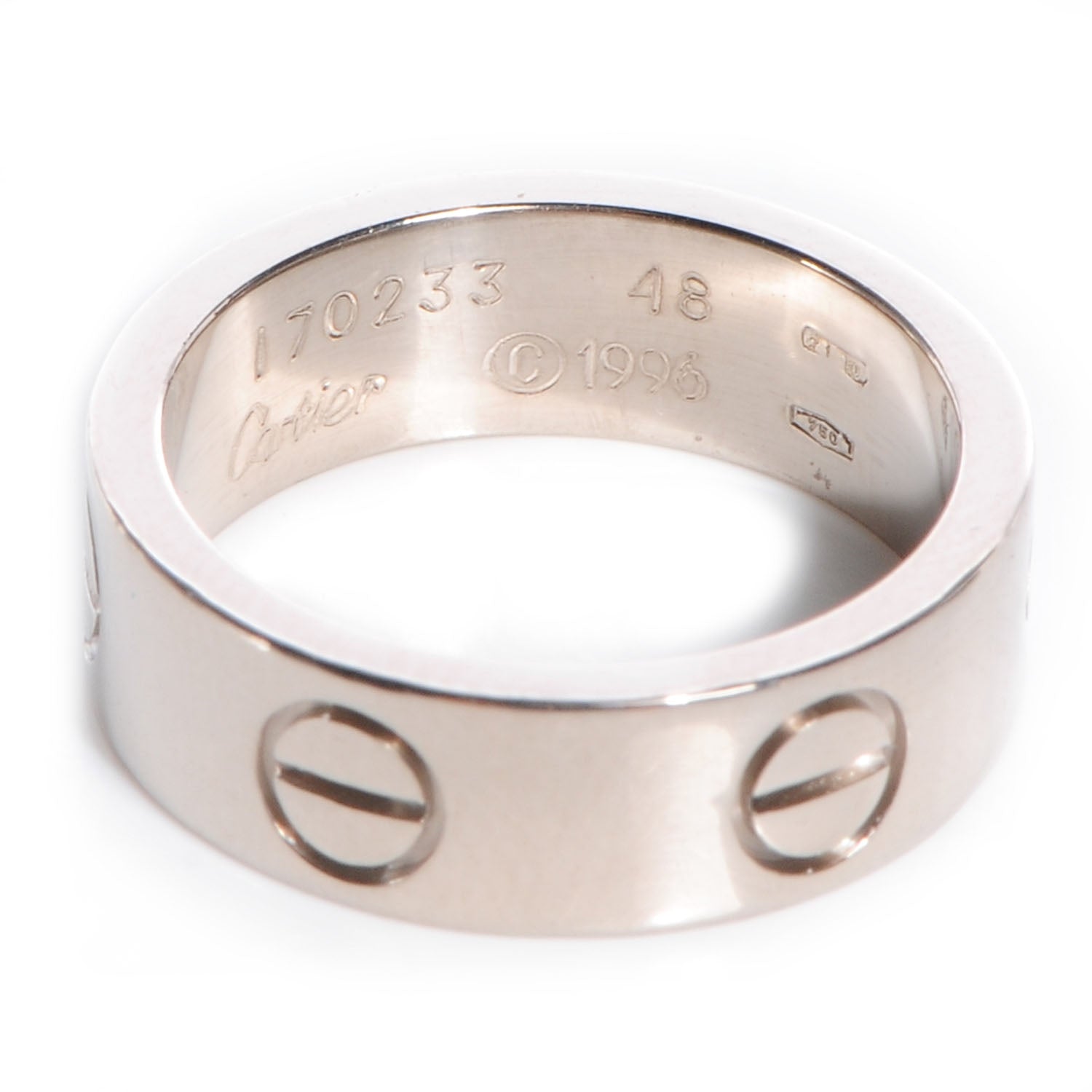 Cartier 18K White Gold 5.5mm LOVE Ring 48 4.5 3 of 5