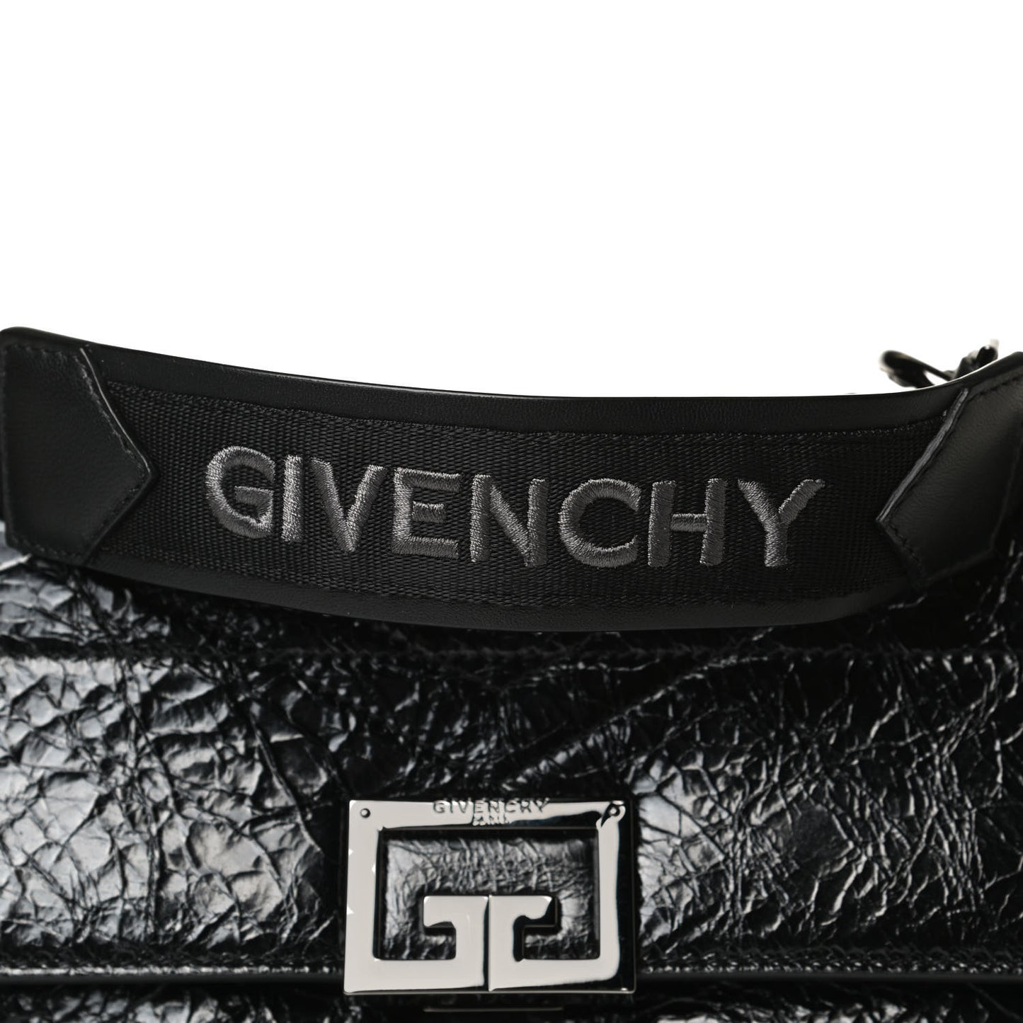 Creased Patent Calfskin Medium ID Flap Black