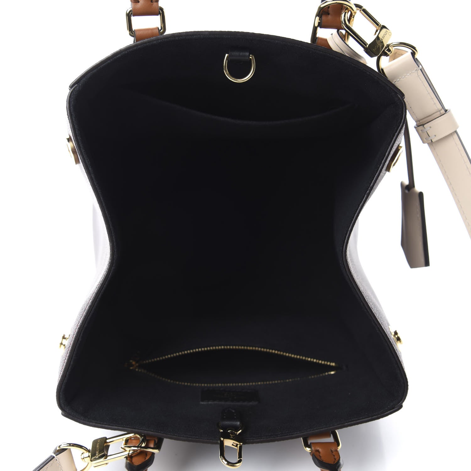 Louis Vuitton Calfskin Monogram Fold Tote MM Black Wine Cream 5 of 10