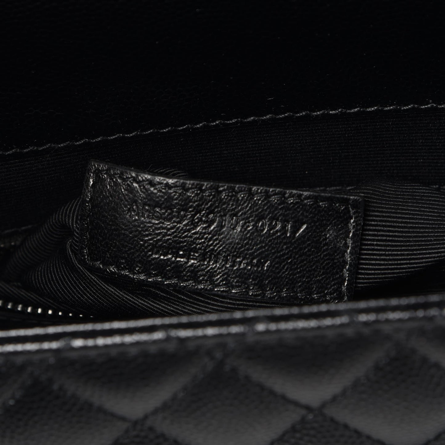 Grain De Poudre Textured Mixed Matelasse Large Triquilt Monogram Monochrome Satchel Black