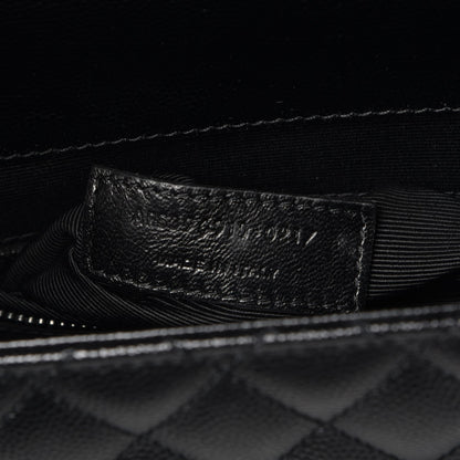 Saint Laurent Grain De Poudre Textured Mixed Matelasse Large Triquilt Monogram Monochrome Satchel Black 8 of 8