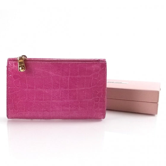 Crocodile Flap Wallet Peonia Fucsia