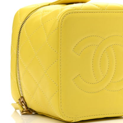 Chanel Calfskin Quilted Small Vanity Case With Chain Yellow 9 of 10