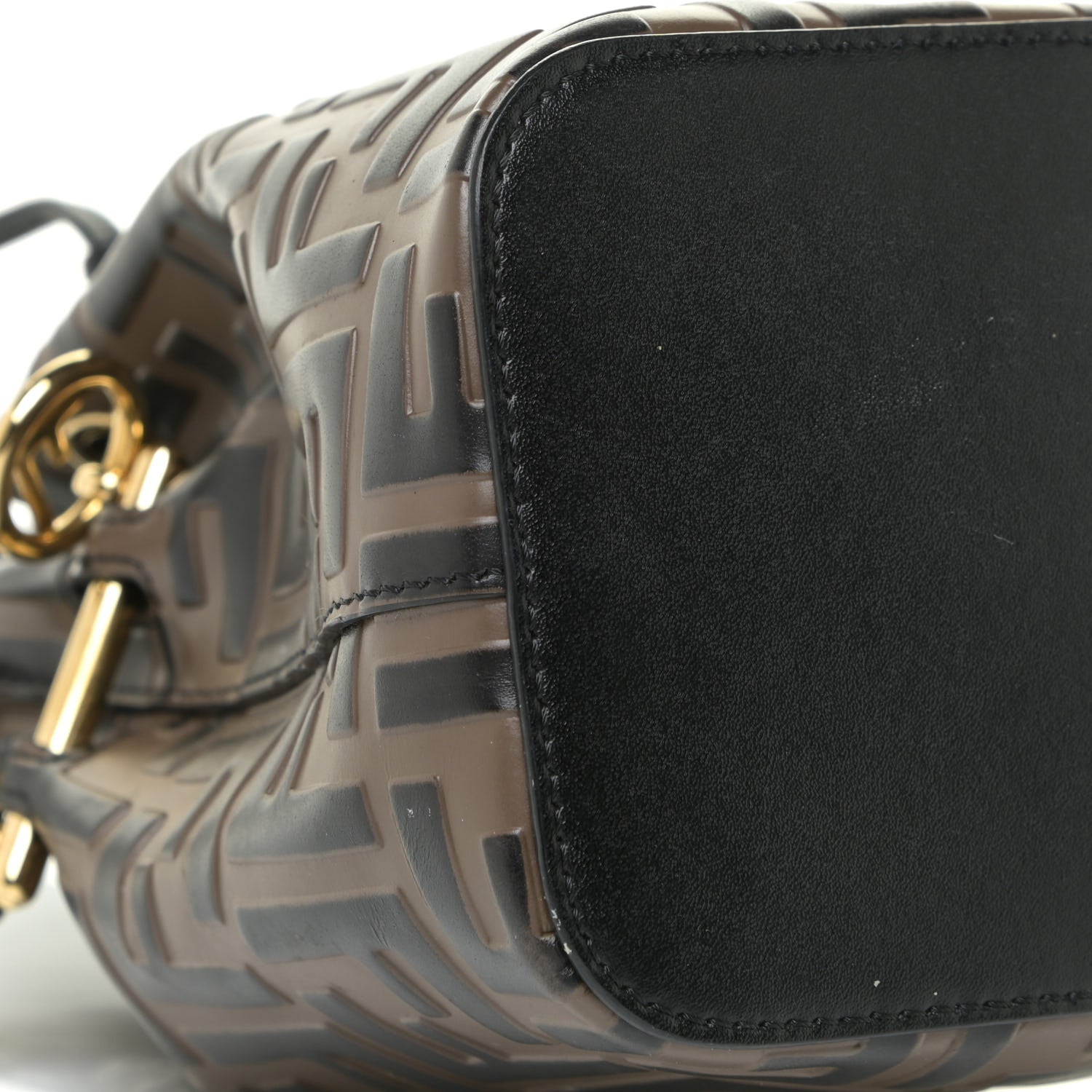 Fendi Vitello Liberty F is Fendi Bi-Color FF 1974 Embossed Mini Mon Tresor Bucket Bag Maya Black 7 of 13