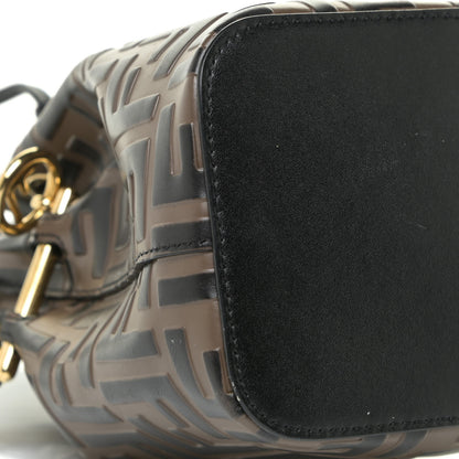 Fendi Vitello Liberty F is Fendi Bi-Color FF 1974 Embossed Mini Mon Tresor Bucket Bag Maya Black 7 of 13