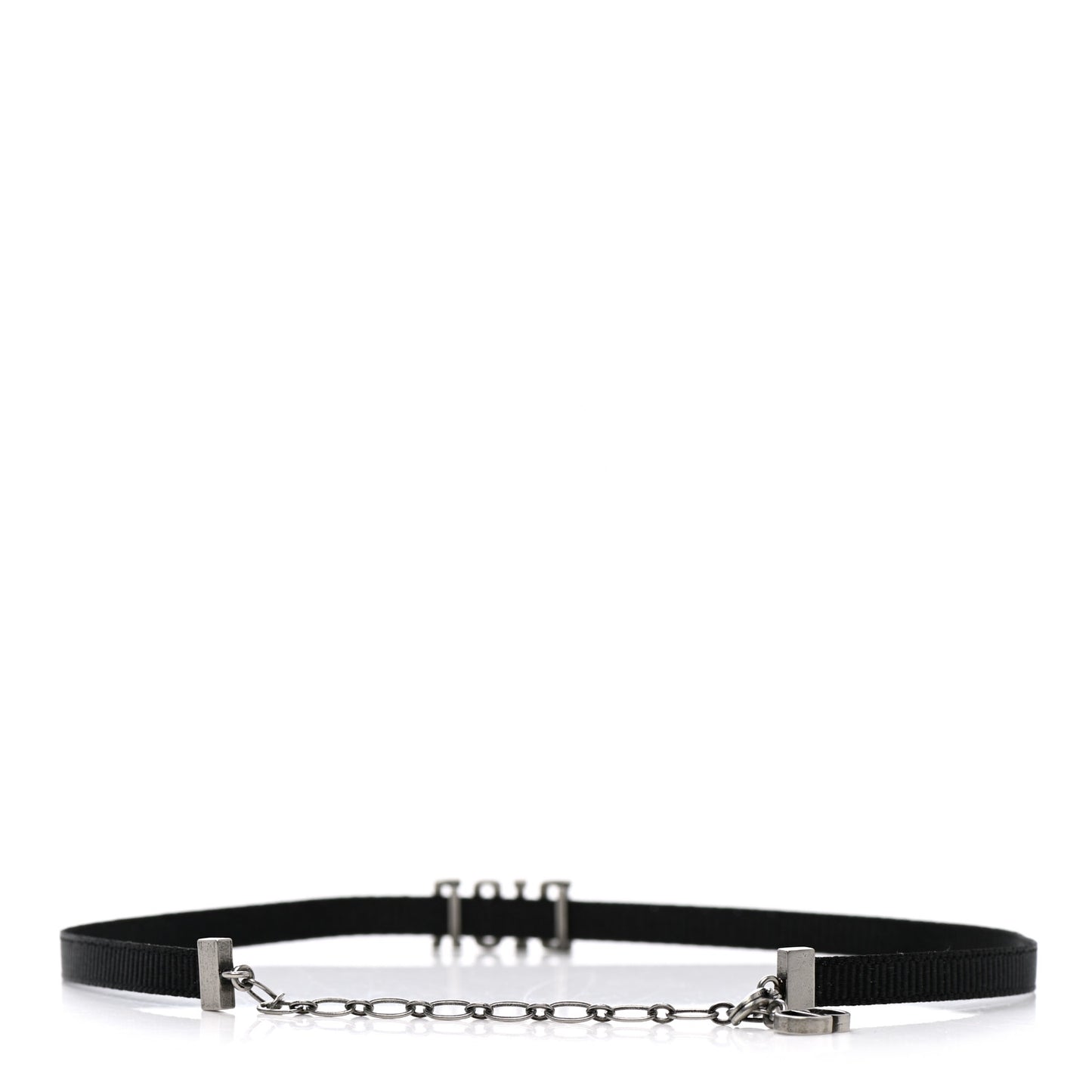 Grosgrain Ribbon Dior Logo Choker Necklace Black