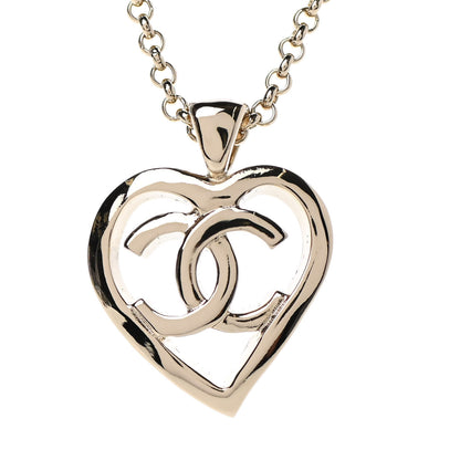 Chanel CC Heart Chain Pendant Necklace Gold 4 of 6