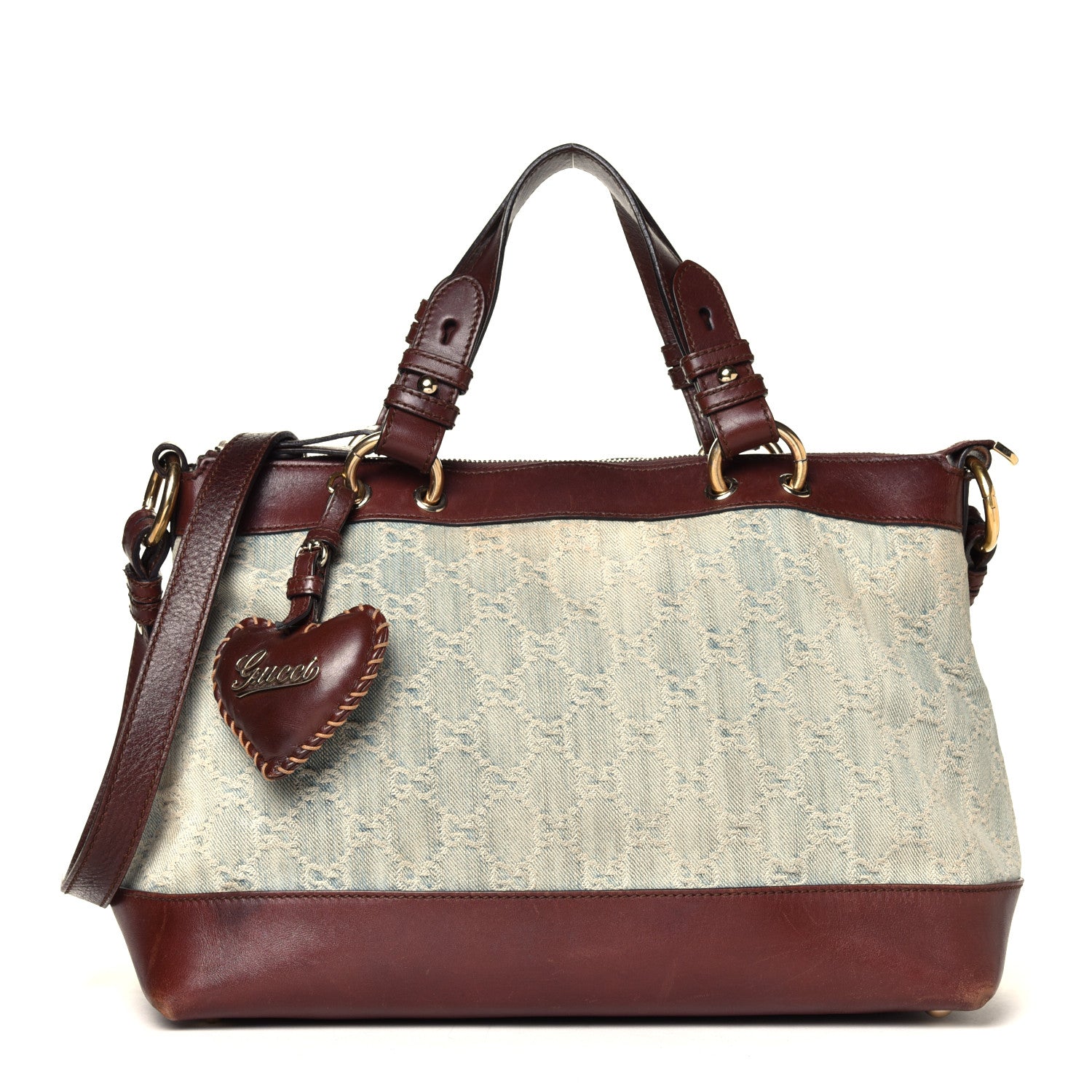 Gucci Denim Monogram Valentine Tote Blue 1 of 7