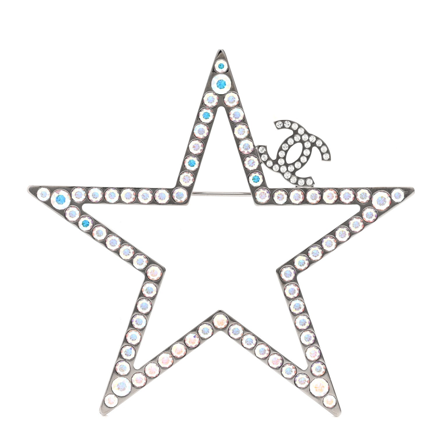 Chanel Ruthenium Crystal Star CC Brooch 1 of 3