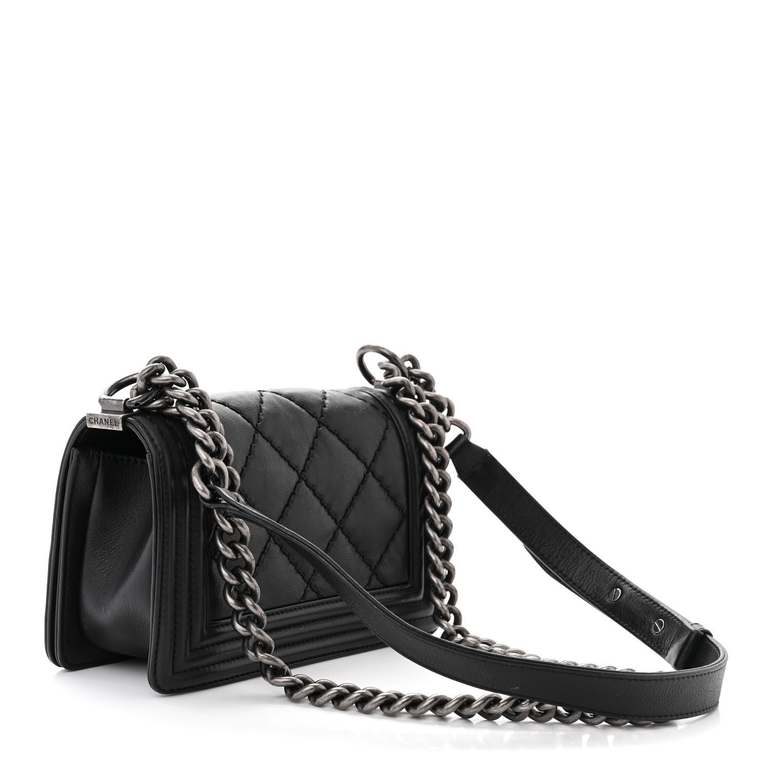 Chanel Calfskin Double Stitch Small Boy Flap Black 3 of 10