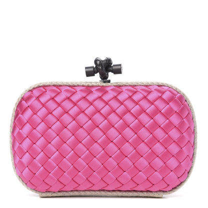 Bottega Veneta Satin Intreccio Impero Knot Clutch Rosa Shock 1 of 9