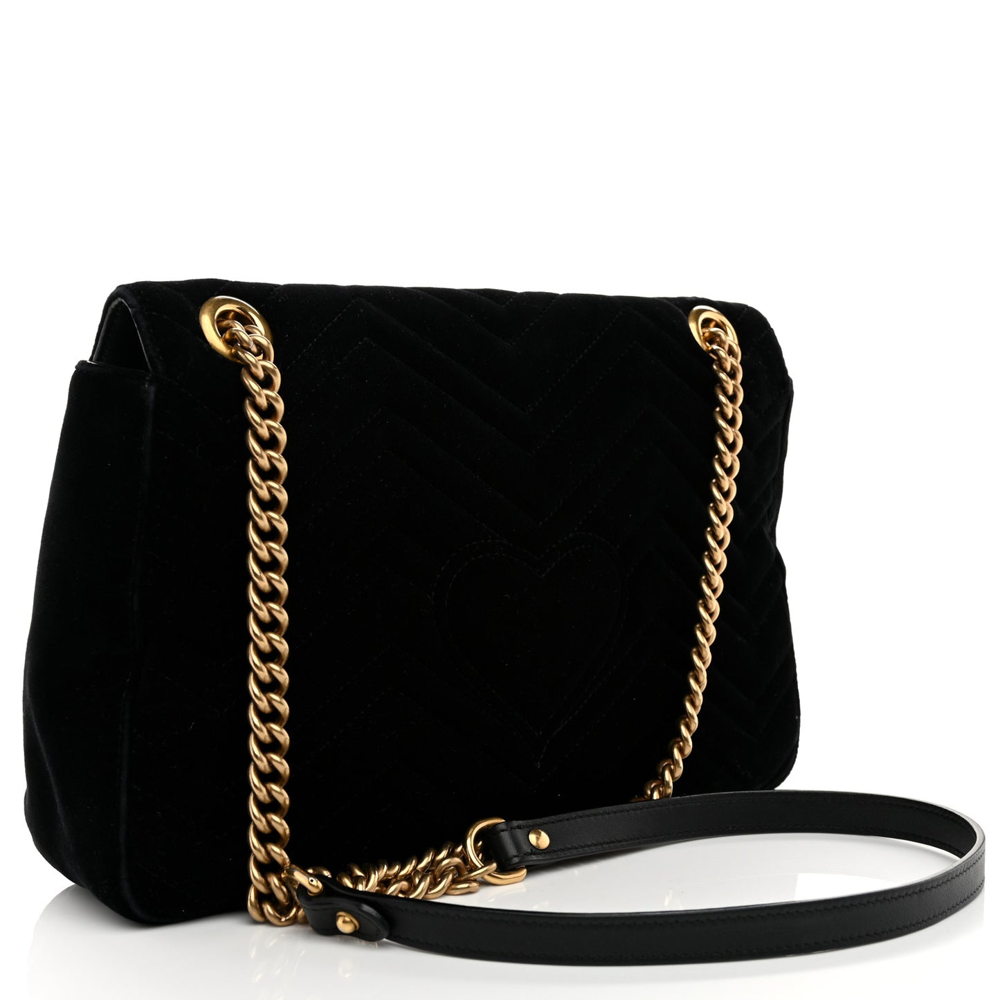 Velvet Matelasse Medium GG Marmont Shoulder Bag Black