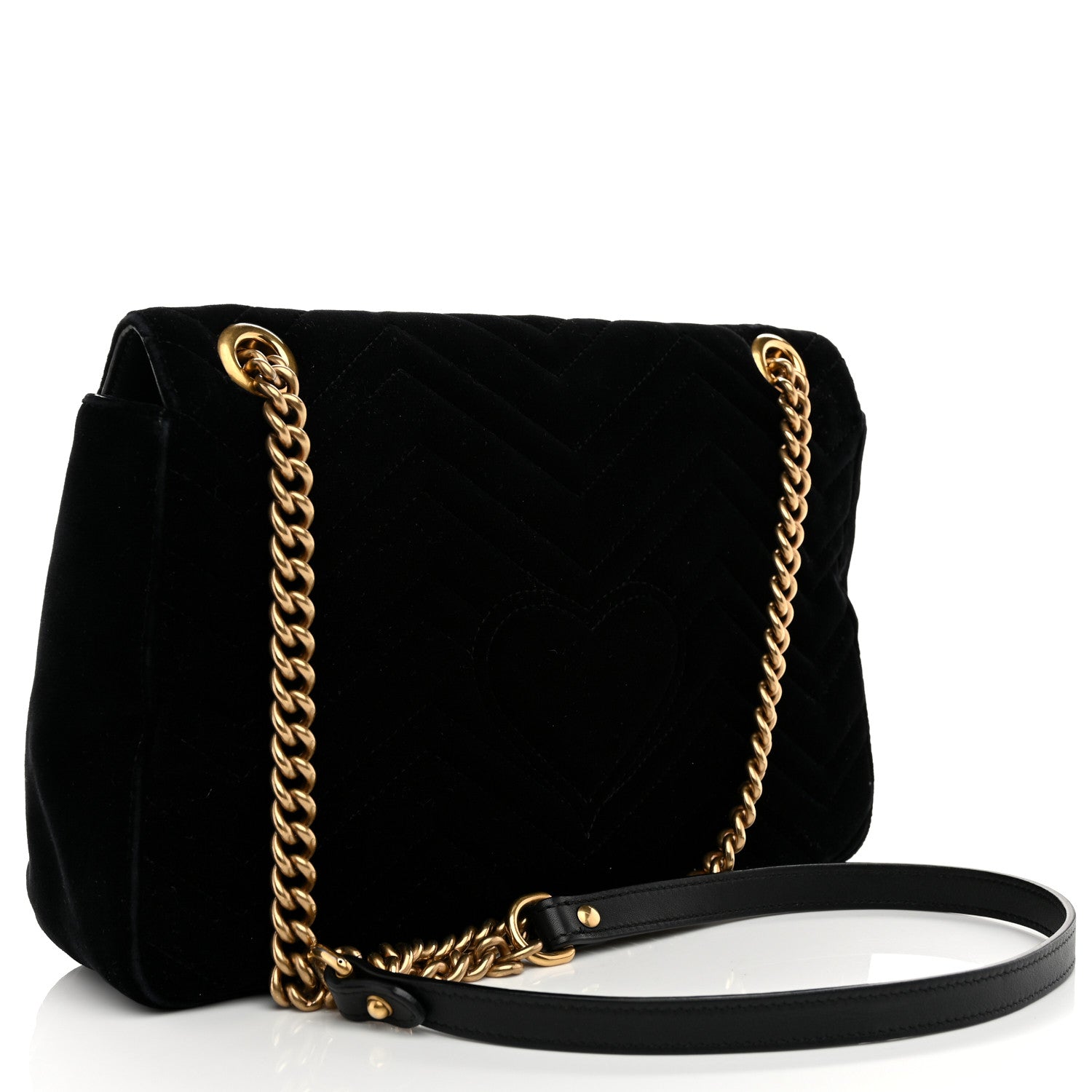 Gucci Velvet Matelasse Medium GG Marmont Shoulder Bag Black 3 of 12